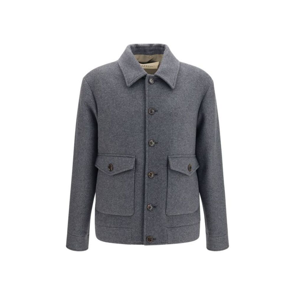 Valentino Garavani Gray Wool Oves Aries Full-Length Men's Jacket